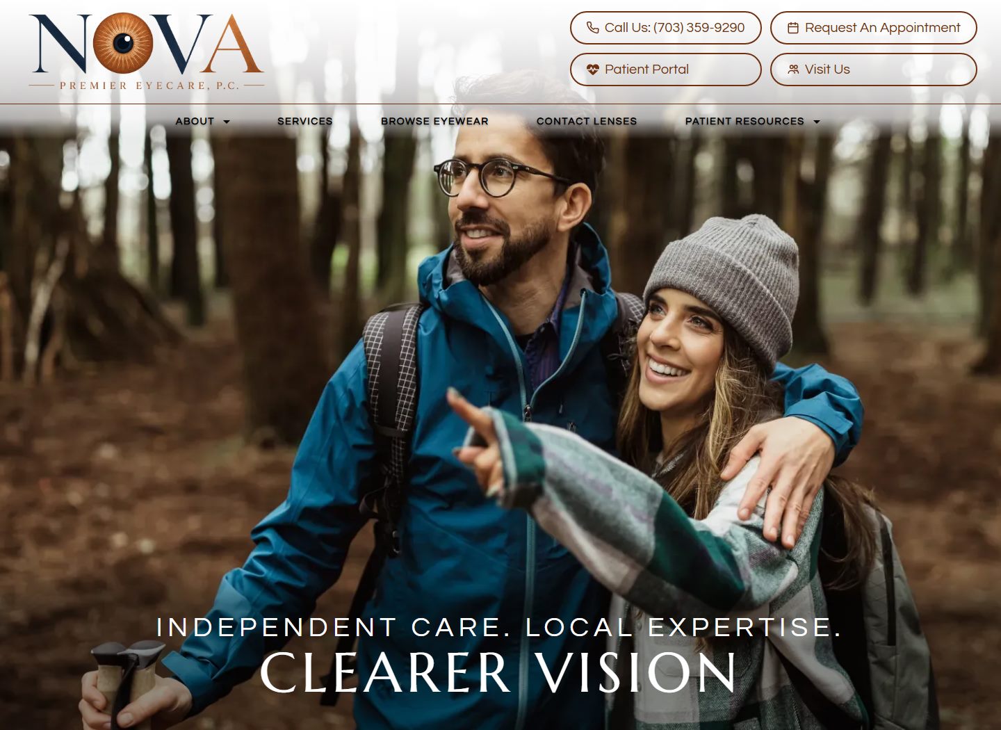 NOVA Premier Eyecare homepage screenshot